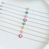925 Silver Heart Diamond Gemstone Bracelet 18K Plated Bangle