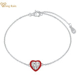 925 Silver Heart Diamond Gemstone Bracelet 18K Plated Bangle