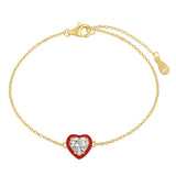 925 Silver Heart Diamond Gemstone Bracelet 18K Plated Bangle