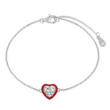 925 Silver Heart Diamond Gemstone Bracelet 18K Plated Bangle