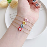 925 Silver Heart Diamond Gemstone Bracelet 18K Plated Bangle