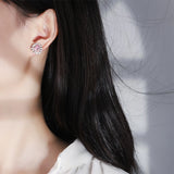 925 Silver Heart Pink Sapphire Diamond Studs Earrings