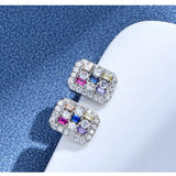 925 Silver Diamond Plated Ear Stud Earrings Women Gift Jewelry