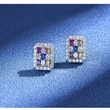 925 Silver Diamond Plated Ear Stud Earrings Women Gift Jewelry