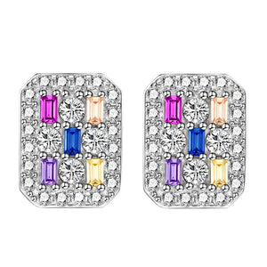 925 Silver Diamond Plated Ear Stud Earrings Women Gift Jewelry