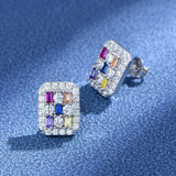 925 Silver Diamond Plated Ear Stud Earrings Women Gift Jewelry