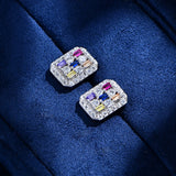 925 Silver Diamond Plated Ear Stud Earrings Women Gift Jewelry
