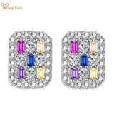 925 Silver Diamond Plated Ear Stud Earrings Women Gift Jewelry