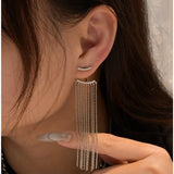 925 Silver Diamond Gemstone Tassel Dangle Earrings
