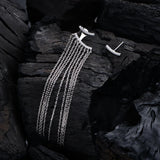 925 Silver Diamond Gemstone Tassel Dangle Earrings