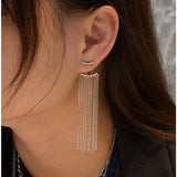 925 Silver Diamond Gemstone Tassel Dangle Earrings
