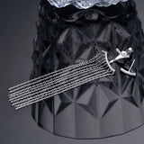 925 Silver Diamond Gemstone Tassel Dangle Earrings