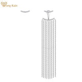925 Silver Diamond Gemstone Tassel Dangle Earrings