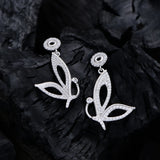 Sterling Silver Diamond Butterfly Dangle Earrings Gift