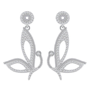 Sterling Silver Diamond Butterfly Dangle Earrings Gift