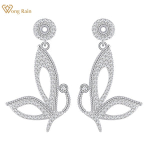 Sterling Silver Diamond Butterfly Dangle Earrings Gift