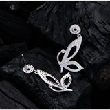 Sterling Silver Diamond Butterfly Dangle Earrings Gift
