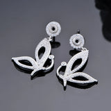 Sterling Silver Diamond Butterfly Dangle Earrings Gift