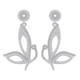 Sterling Silver Diamond Butterfly Dangle Earrings Gift