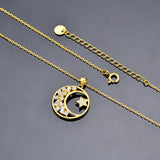 925 Silver High Carbon Diamond Star and Moon Pendant Necklace