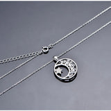 925 Silver High Carbon Diamond Star and Moon Pendant Necklace
