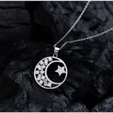 925 Silver High Carbon Diamond Star and Moon Pendant Necklace