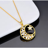 925 Silver High Carbon Diamond Star and Moon Pendant Necklace
