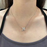 Sterling Silver Diamonds Four-leaf Clover Pendant Necklace
