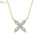 Sterling Silver Diamonds Four-leaf Clover Pendant Necklace