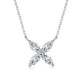 Sterling Silver Diamonds Four-leaf Clover Pendant Necklace