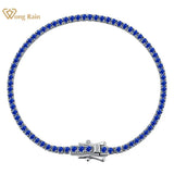 925 Silver Lab Sapphire Emerald Ruby Diamond Tennis Chain Bracelet Bangle