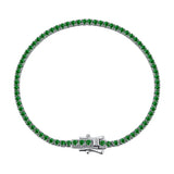 925 Silver Lab Sapphire Emerald Ruby Diamond Tennis Chain Bracelet Bangle