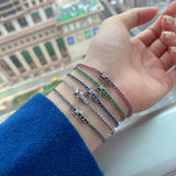 925 Silver Lab Sapphire Emerald Ruby Diamond Tennis Chain Bracelet Bangle