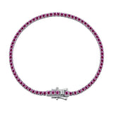 925 Silver Lab Sapphire Emerald Ruby Diamond Tennis Chain Bracelet Bangle