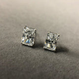 925 Silver Lab Sapphire Diamonds Earrings Stud Fine Jewelry