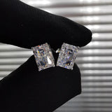 925 Silver Lab Sapphire Diamonds Earrings Stud Fine Jewelry