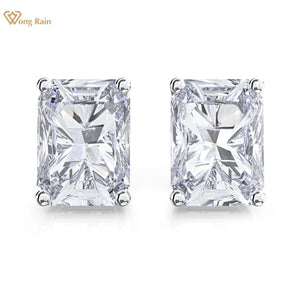925 Silver Lab Sapphire Diamonds Earrings Stud Fine Jewelry