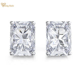 925 Silver Lab Sapphire Diamonds Earrings Stud Fine Jewelry