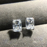 925 Silver Lab Sapphire Diamonds Earrings Stud Fine Jewelry