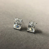 925 Silver Lab Sapphire Diamonds Earrings Stud Fine Jewelry