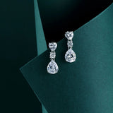 925 Silver 3CT Sapphire Diamond Dangle Earrings Wedding Jewelry