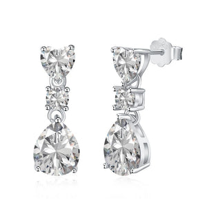 925 Silver 3CT Sapphire Diamond Dangle Earrings Wedding Jewelry