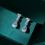 925 Silver 3CT Sapphire Diamond Dangle Earrings Wedding Jewelry