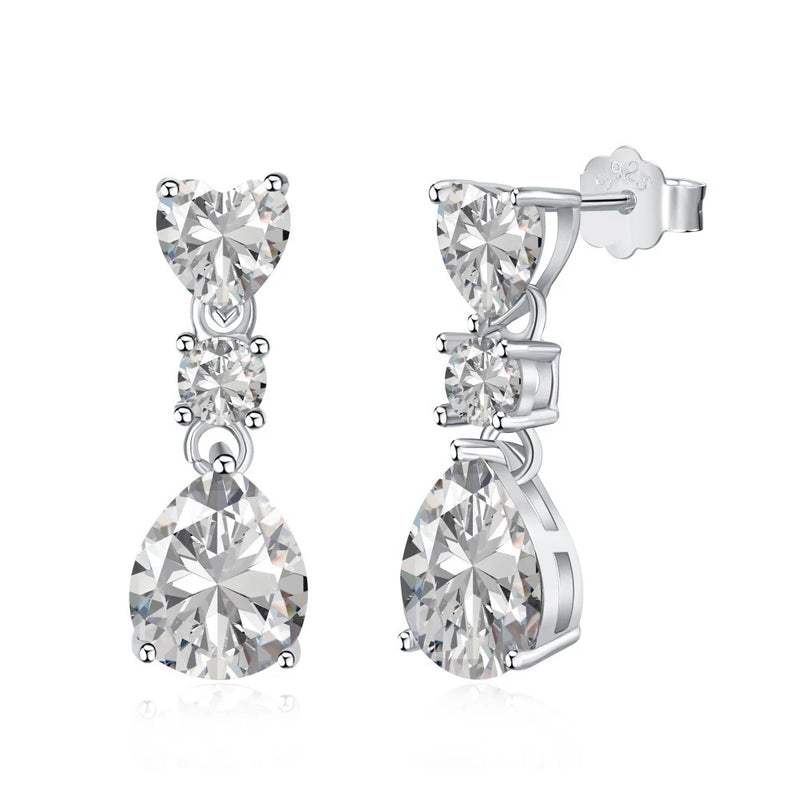 925 Silver 3CT Sapphire Diamond Dangle Earrings Wedding Jewelry