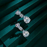 925 Silver 3CT Sapphire Diamond Dangle Earrings Wedding Jewelry