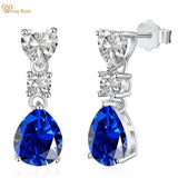 925 Silver 3CT Sapphire Diamond Dangle Earrings Wedding Jewelry