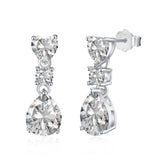 925 Silver 3CT Sapphire Diamond Dangle Earrings Wedding Jewelry