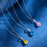 925 Silver Diamond Gemstone Pendant Necklace 18K Plated Jewelry