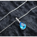 925 Silver Diamond Gemstone Pendant Necklace 18K Plated Jewelry