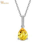925 Silver Diamond Gemstone Pendant Necklace 18K Plated Jewelry